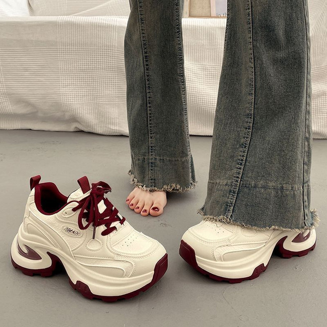 厚底老爹鞋女款 百搭運動休閒運動鞋 透氣網面 輕量緩震