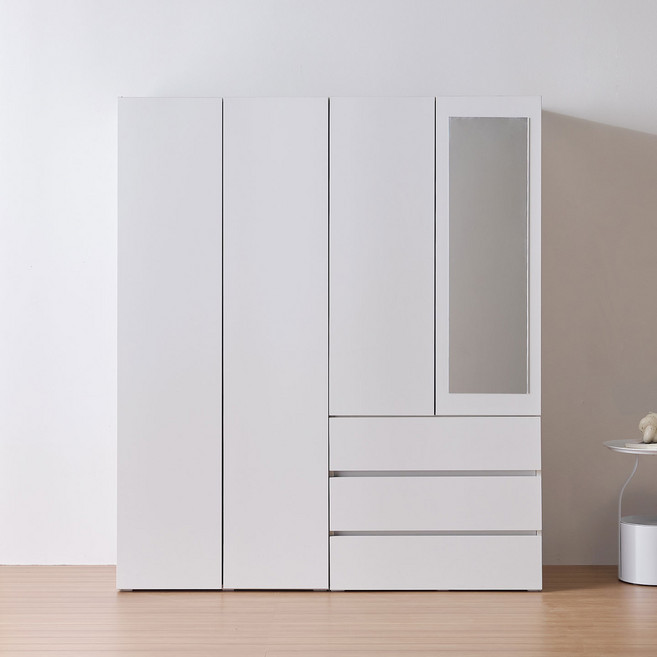 라자가구 위드 아일라 3단 서랍 거울 옷장 세트 1600, 화이트
