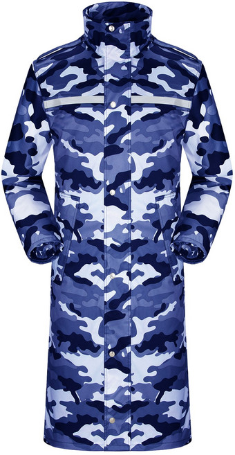 우비 비옷 판초우의 롱코트 배달 방풍 방수 남여공용, 네이비카모, 1개