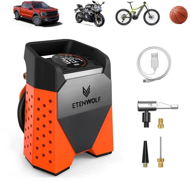 ETENWOLF ZEPHYR S3C 자전거 7800MAH 듀티 사이클 공용 자동차 팽창기 공기 압축기 휴대용 오토바이