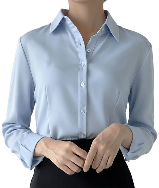 로로비 여성 슬림핏 셔츠 구김없는 화이트 블랙 하늘색 핑크 블라우스 와이셔츠 RB0002