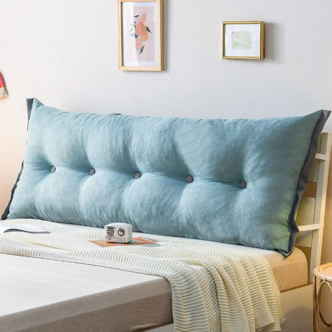 대형 등받이 롱쿠션 사각긴베개, 아쿠아블루 180