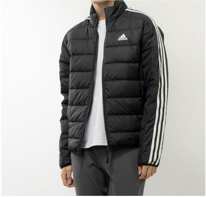 아디다스 ADIDAS 퍼포먼스 맨 에센셜 3S 라이트 다운 재킷 경량패딩 가벼운패딩 얇은패딩 경량다운 경량패딩점퍼 경량다운점퍼 남자경량패딩 남성경량패딩 삼선경량패딩 HZ4431