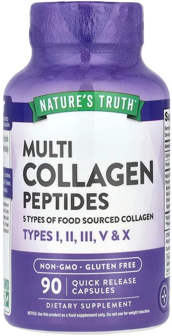 Nature's Truth 멀티 콜라겐 펩타이드 빠른 방출 캡슐 90정(캡슐 1정당 500mg) Truth (네이처스 트루스), Nature's Truth (네이처스 트루스) Trut, 1개, 90정 - 쿠팡