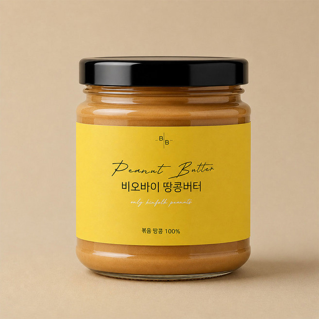비오바이 국내제조 무가당 땅콩버터 피넛버터 유리병, 1개, 450g