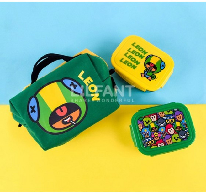 브롤스타즈 스텐 2단 도시락 가방 세트 남아 어린이 소풍 현장학습 생일 선물, 1세트, 브롤스타즈 스텐2단 도시락가방