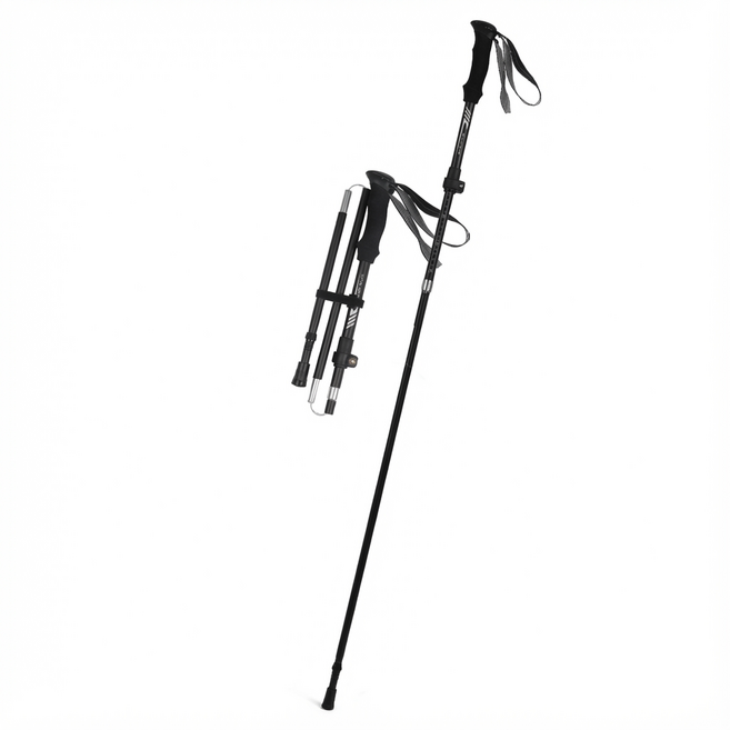 ZHEYE 초경량 접이식 듀랄루민7075 트레킹폴 등산스틱, 1개, 블랙