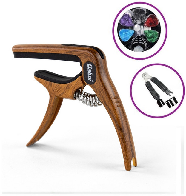 영훈악기 기타 카포 Capo GALUX 클립 합금, 마호가니, 1개