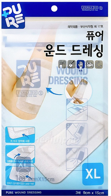 퓨어 운드 드레싱 멸균 밴드 특대형 XL, 1개, 3개입