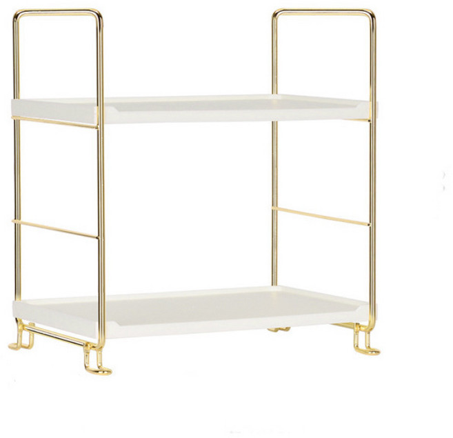 홈시그널 골드 프레임 미니 선반 화장품정리함 정리대 다용도 틈새 수납, 2단 골드