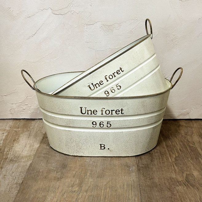 타원 버터 양철 손잡이 화분 바스켓 바구니, 1개