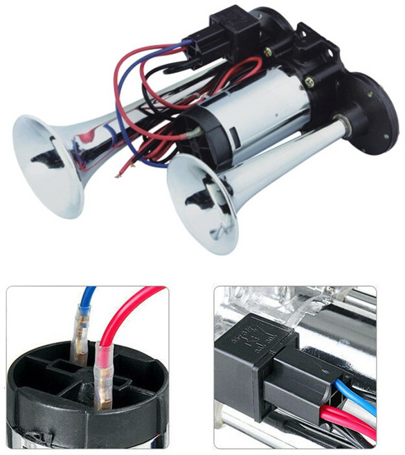 발통마켓 에어혼 12v 24v 화물차 크락션 나팔 자동차 빵빵이 바이크 뱃고동, 2개, 컨텐츠 참조