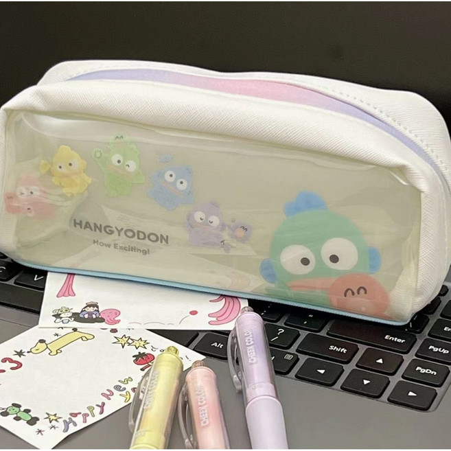 산리오 한교동 투명 펜슬케이스 필통 대용량 수납 파우치