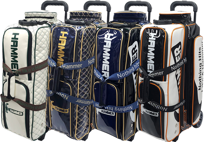 햄머 3볼 볼링가방 볼링백 슬림 롤러백, 1개, 체크_화이트그린