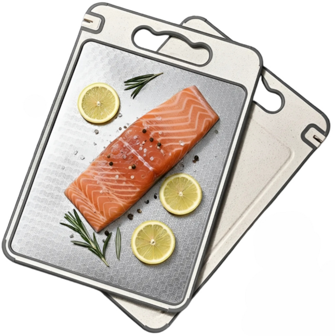 원리버 마블 스텐 304 양면 도마, 1개, 큐브실버