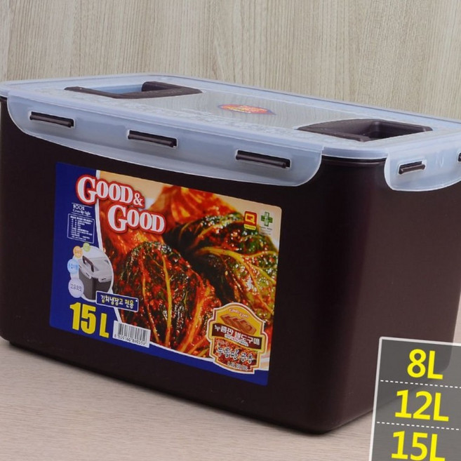 대용량 김치 저장 용기 8l 12l 15l 핸디락 신선 보관 밀폐, 1개