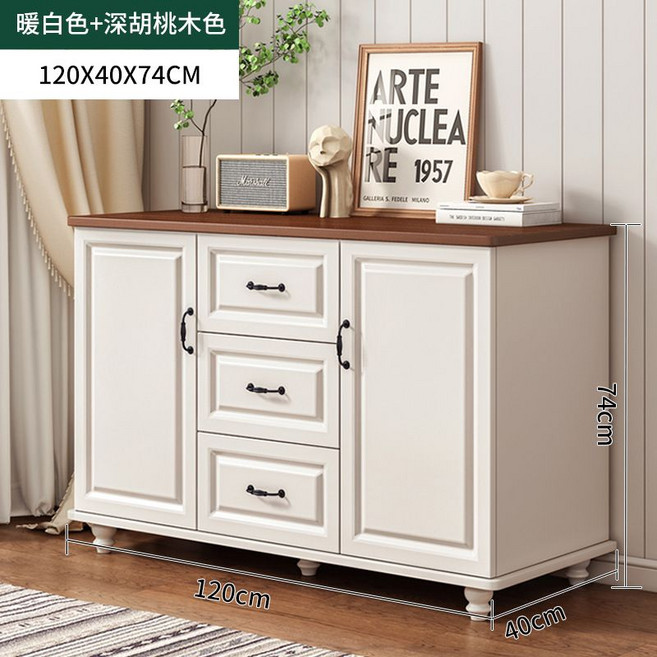 미국식 엔틱 서랍장 3단 4단 원목 수납장 1000 틈새 옷 정리함 침실 대용량 캐비닛, K. 120CM 화이트 + 딥 월넛 2도어 3개서랍장