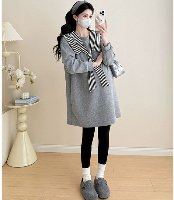 임산부 원피스 가을 겨울 데일리 빅사이즈 임산부 맨투맨 원피스 패션 루즈핏 여성 스커트 WMY