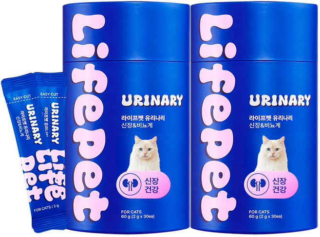 고양이 신장 영양제 30포 라이프펫 유리나리 유리너리 유산균 요로 방광, 30회분, 2개