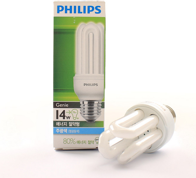조명 인테리어 / 필립스 지니 14W 주광색(하얀빛)_삼파장전구, 1개