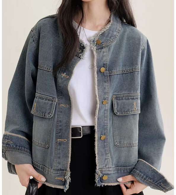 쌍천 간절기 봄 가울 빈티지 워싱 데님 코트 루즈핏 아우터 재킷 A26022318