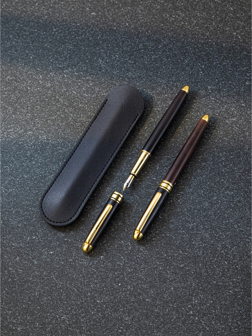 모아돔 만년필 고급 명품 선물 가죽커버, 흑단목