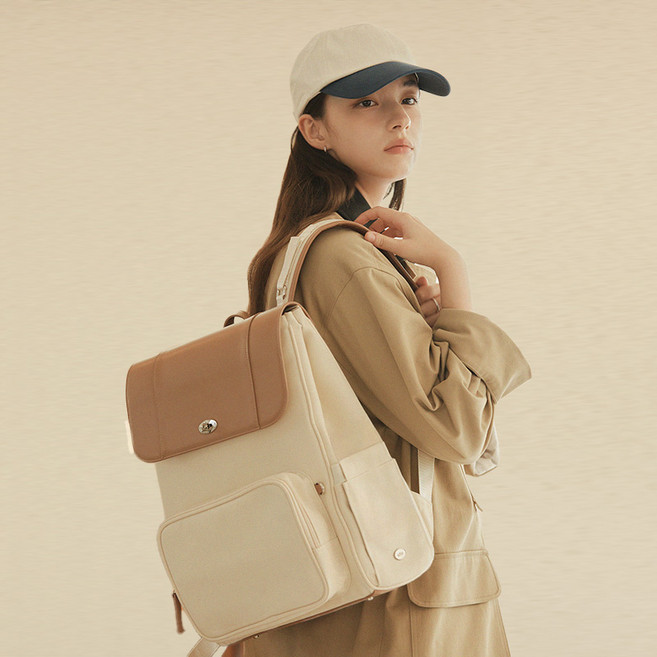 미카백팩 V.4 기저귀가방 국민 방수 가벼운 캔버스 보냉 백팩 아기 대용량 다기능, 블랙 브라운