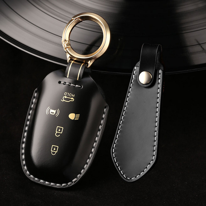 아이리온 무쏘 EV 호환 소가죽 키케이스 키커버 키홀더, 가죽키케이스_무쏘전용_블랙+ 키링