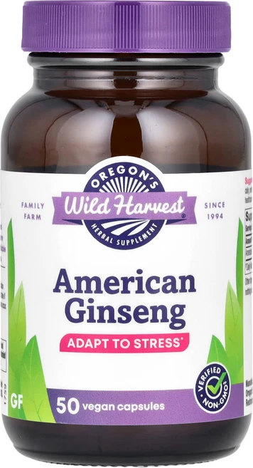 Oregon's Wild Harvest 미국 인삼 1000mg 베지 캡슐 50정(캡슐 1정당 500mg), OregonsWildHarvest미국인삼1000mg베지, 1개, 50정 - 쿠팡