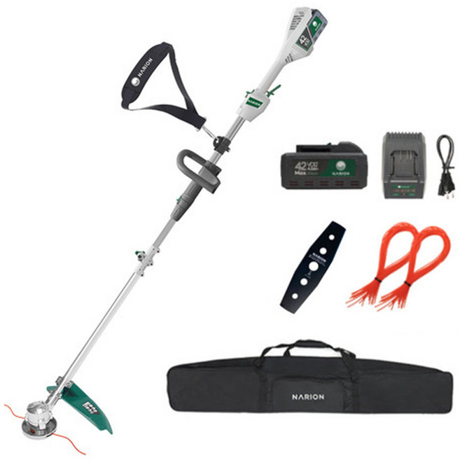 나리온 예초기 42V 전문가용 충전 무선 예초기 브러시리스, 배터리 2개 세트, 1개