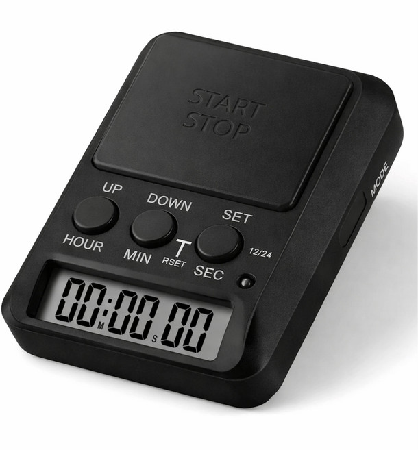 린델 공부 타이머 초 시계 버튼식 스탑워치, 블랙, 1개, 블랙 시리즈