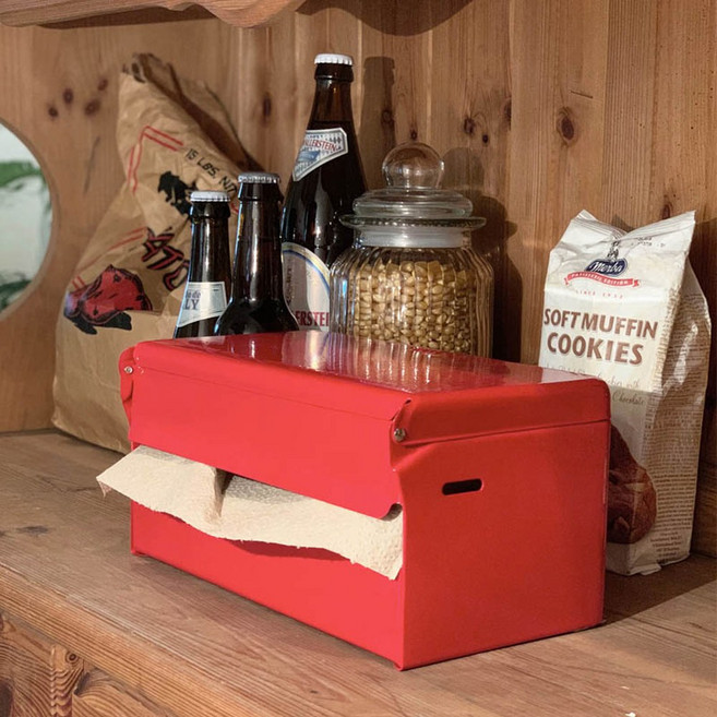 Dulton 키친타올걸이 스텐 티슈케이스 주방 벽걸이, 붉은색, 레드, 1개