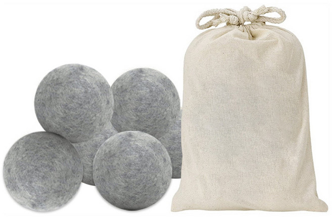 건조기 양모볼 6P+보관백 세트 세탁 먼지제거 드라이볼 정전기 방지 건조기볼, 1개, 6cm 6p+보관백 세트 그레이