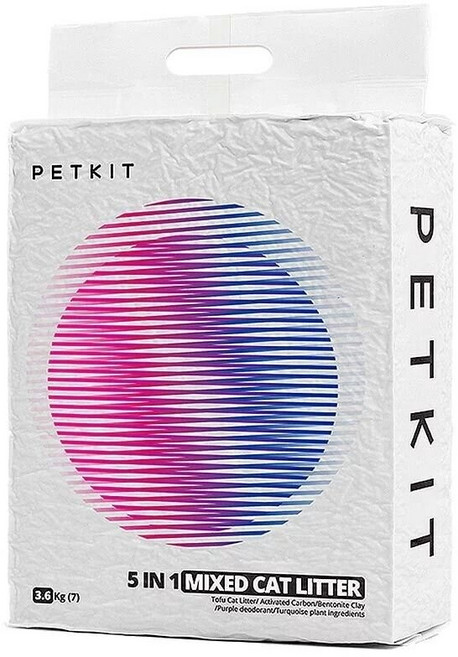 PETKIT 佩奇 5合1活性碳混合貓砂 7L【整箱組4包】粉塵少 不揚塵 可沖馬桶『WANG』, 1個, 3.6kg, 無香