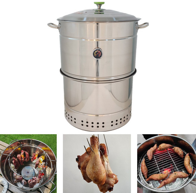 항아리 바베큐 꼬치구이 훈제 화로 닭꼬치 깍둑 목살구이, 2단 항아리바베큐, 1개, 300x410mm