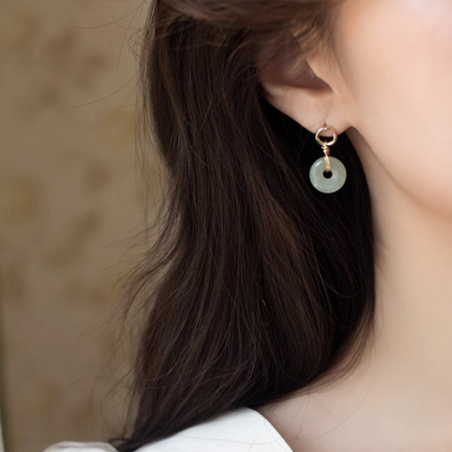 여성 소원성취 재물운 행운 옥 귀걸이 A636