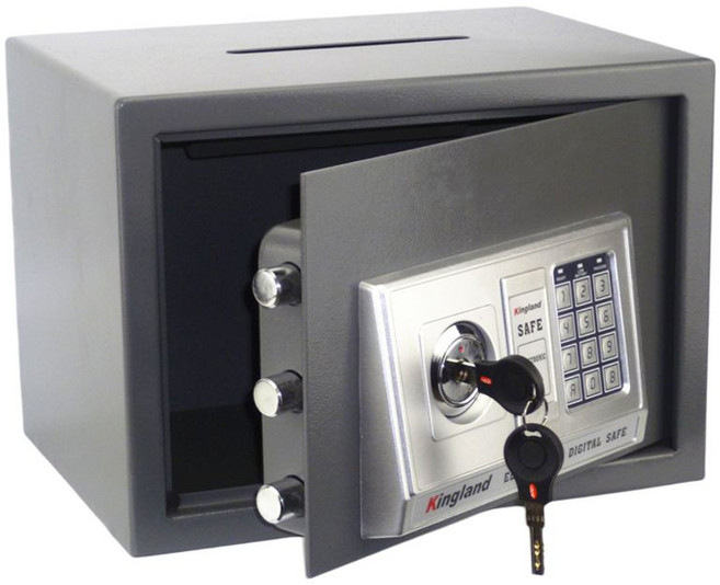 투입식 금고 돈통 동전 범일 현금보관함 가정용 잠금 대형 사무용 개인, 문투 이중잠금형 짙은 회색