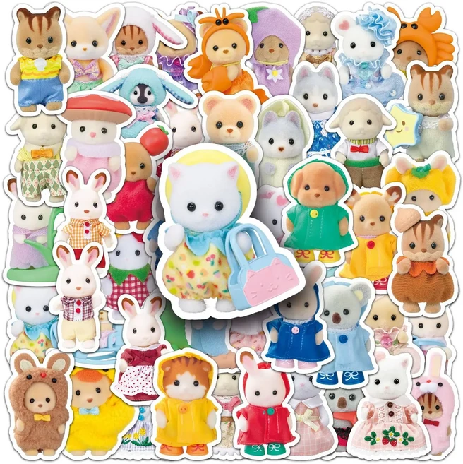 50PCS 만화 실바니안 가족 스티커 귀여운 Kawaii 방수 노트북 기타 책 수하물 낙서 애니메이션 스티커 어린, 01 50pcs