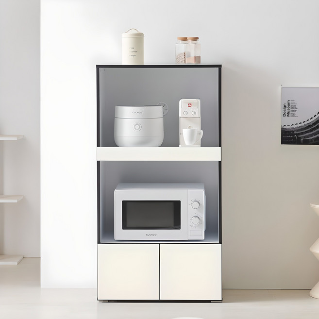 오브제 미니 주방 수납 렌지대, 코지화이트, 3단