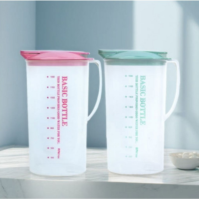 문일 베이직 원터치 물병 2.3L 가벼운 플라스틱 냉장고 손잡이 물병 물통, 민트, 1개