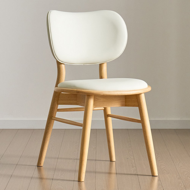 푸딩 원목 식탁의자 PU 쿠션 카페 체어, 2개, 내추럴_베이지