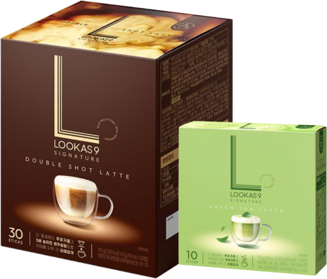 라떼스틱 커피믹스세트 루카스나인 더블샷라떼30T + 그린티라떼10T, 1세트, 더블샷라떼30T+그린티라떼10T