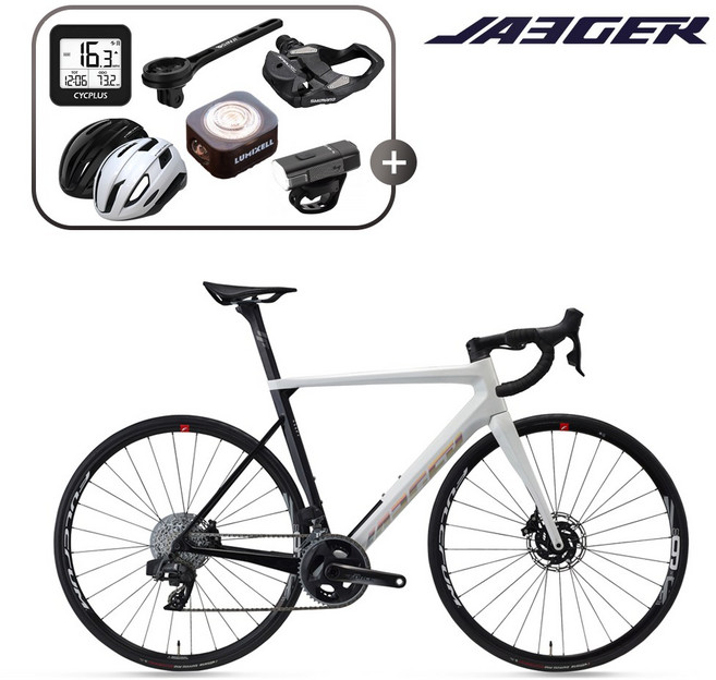 2025 예거 700C 벨로키 RX 에어로 풀 카본 로드자전거 무선 변속 24단, 화이트 / 블랙, 490(M), 1개