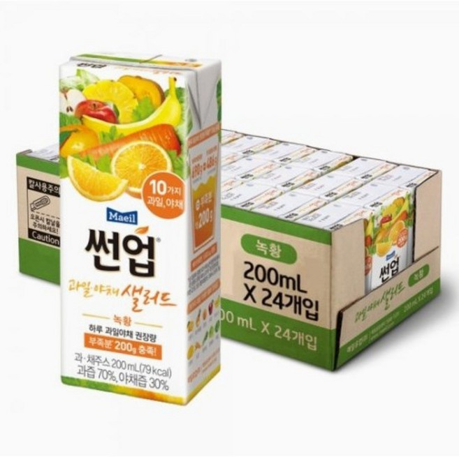 썬업 과일야채샐러드 혼합쥬스 녹황, 200ml, 24개