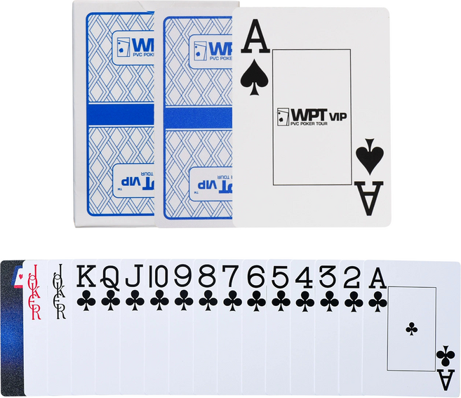 포커 카드 WPT 대회전용 텍사스 홀덤 카드 큰글자 방수 2종세트, 1세트, 블루1+레드1