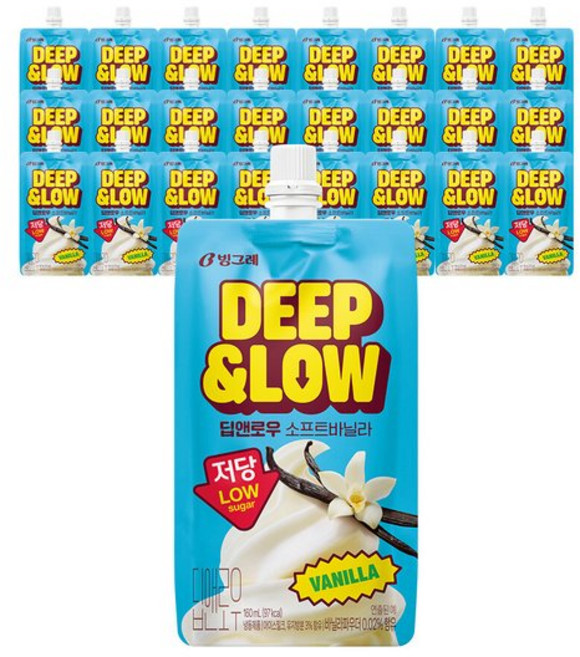 빙그레 딥앤로우 소프트 바닐라 24개 저당 아이스크림, 100ml
