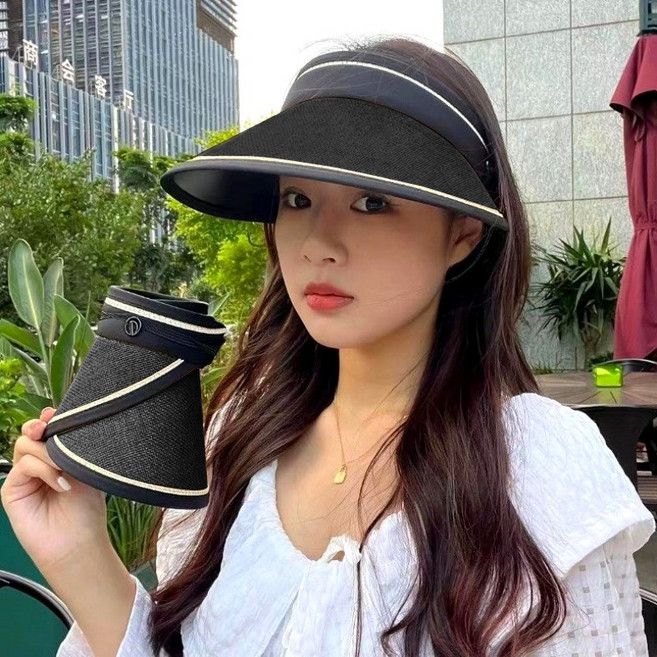 NEXT MOTION 햇빛 자외선 차단 접이식 여성 여름 챙넓은 모자 라탄 썬캡