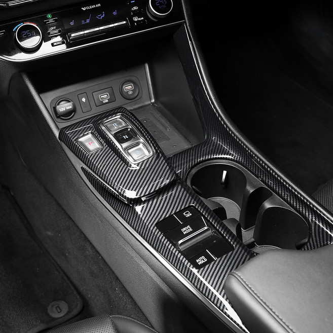 유투카 튜닝 용품 호환 쏘나타 DN8 기어패널 컵홀더 커버 카본 물딩, [단품]기어패널 커버 (유광카본)1P