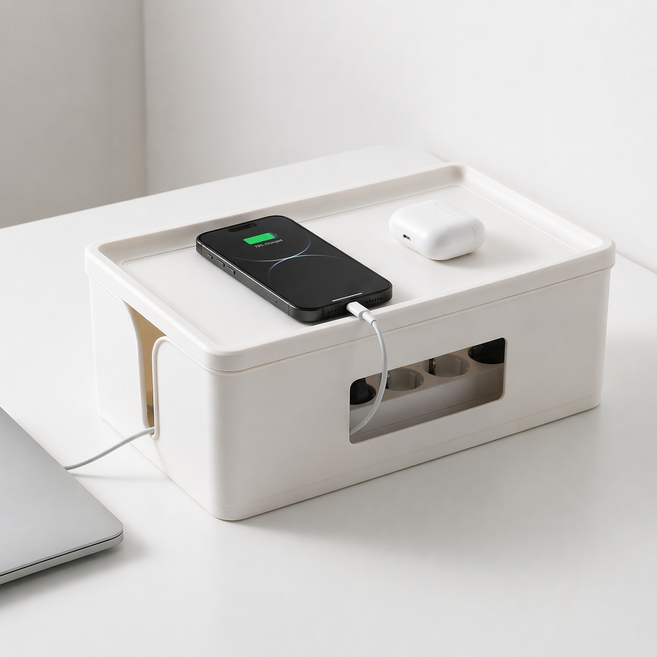 모루아 전선정리 멀티탭 정리함, 화이트, 1개