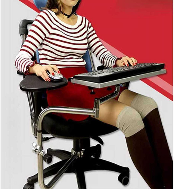 사무용 의자 키보드 트레이 거치대 받침대 부착형 마우스, 1개, 블랙45cm키보드트레이